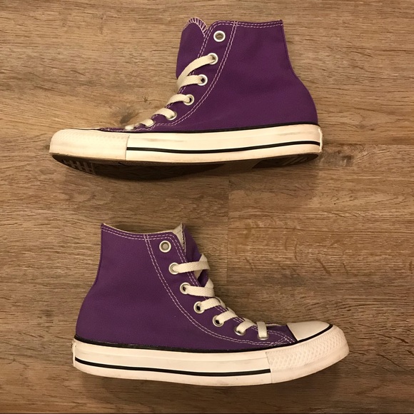 Women’s Purple High Top Converse Shoes - Picture 2 of 14